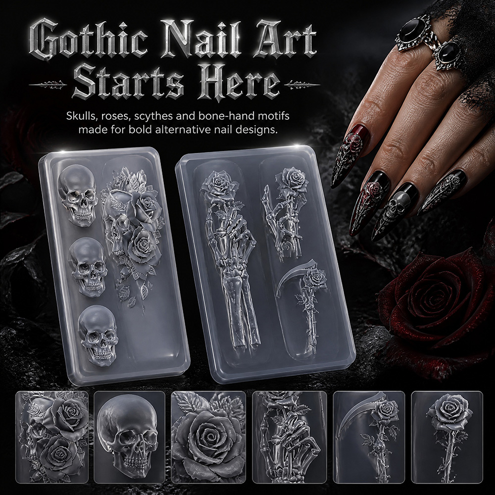 Nail Art Vintage - Juego de 2 moldes de silicona
