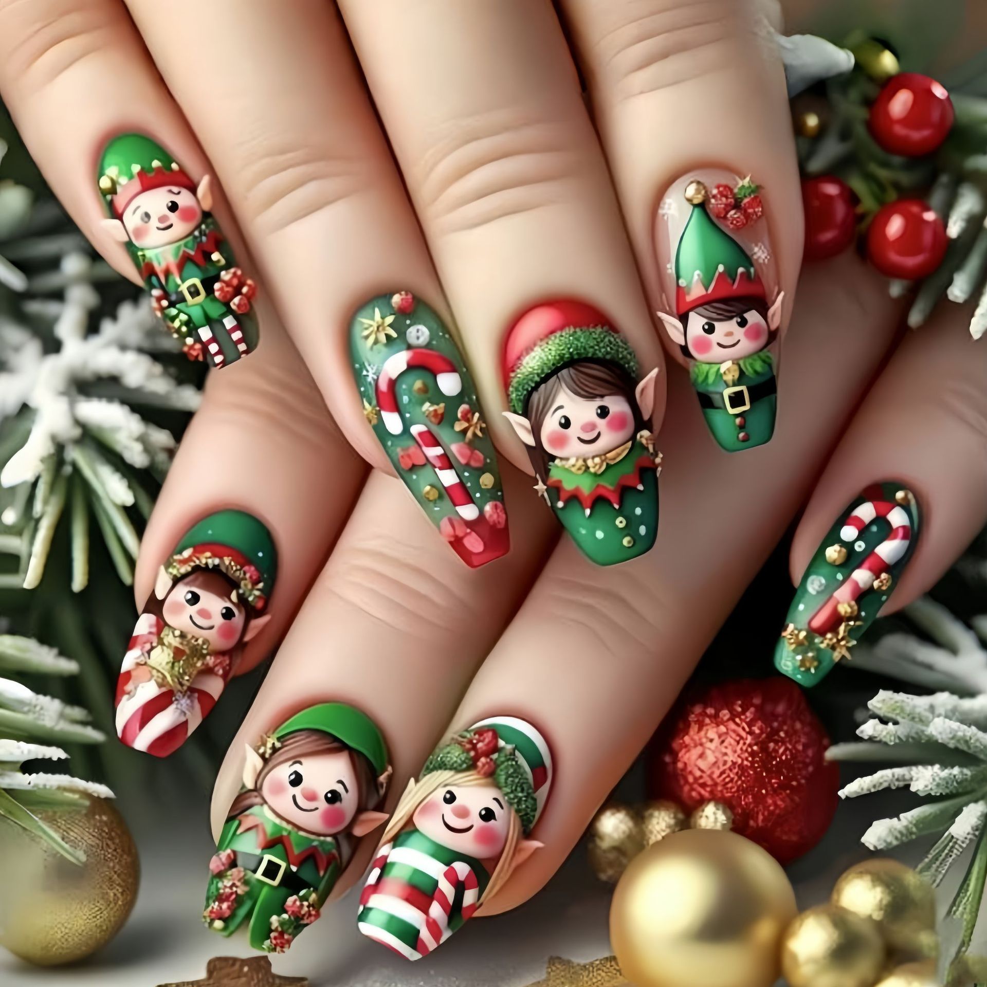 Nail Art Press On - Uñas postizas medianas para fiesta de