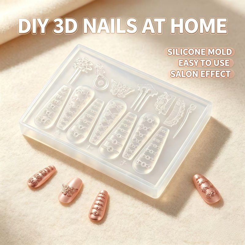 Nail Art Vintage - Molde de silicona 3D con relieve