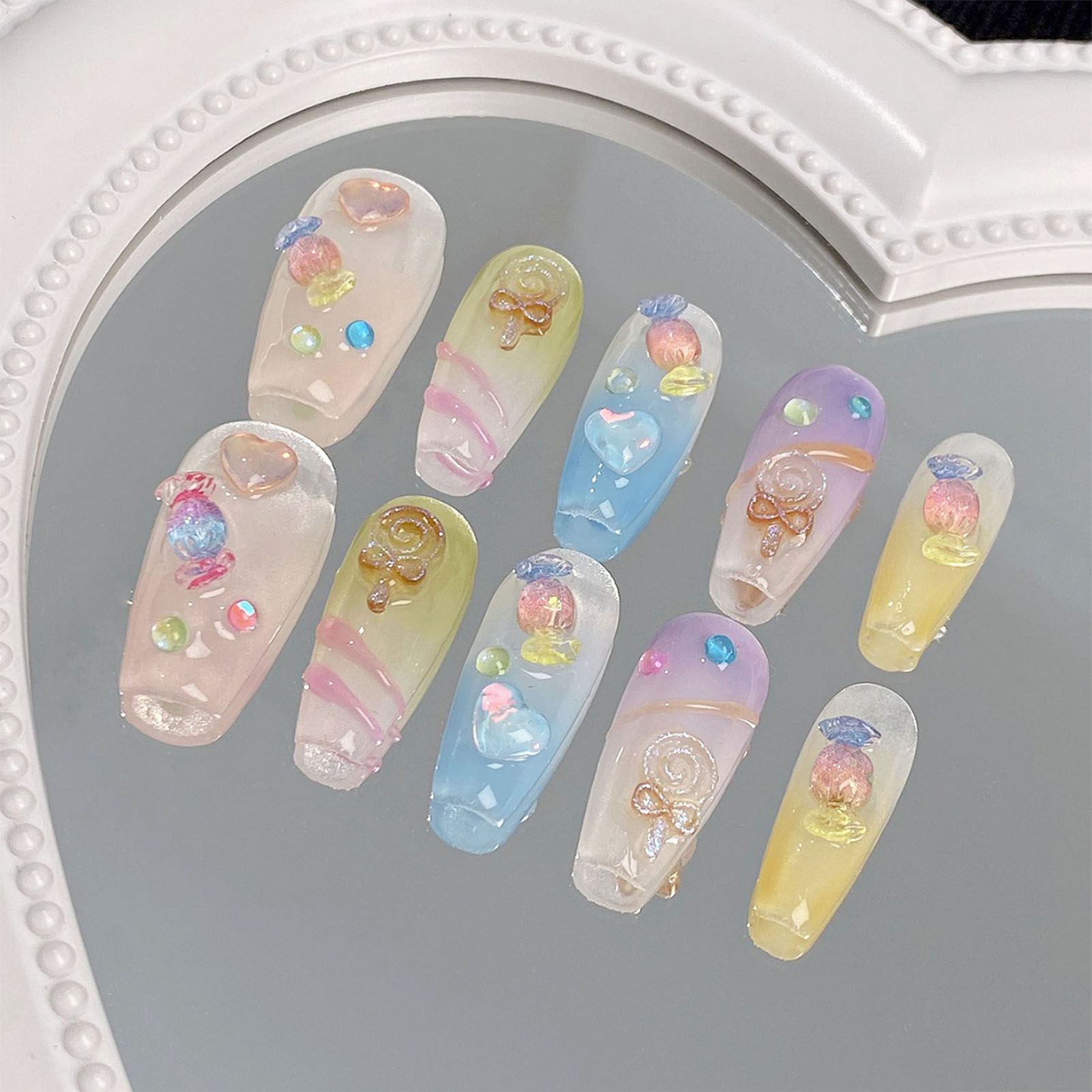 Nail Art Press On - Prensa hecha a mano en uñas,