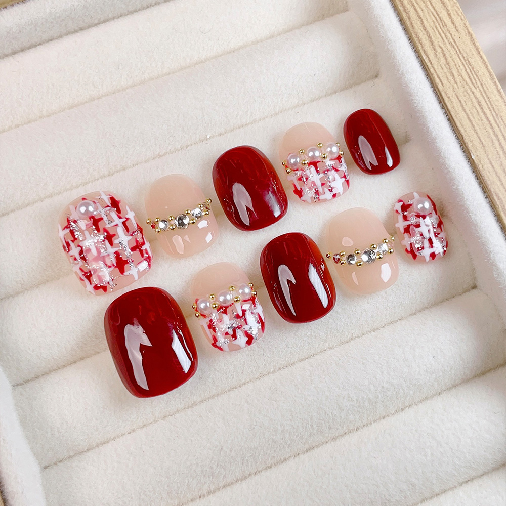 Nail Art Press On - Kit de 10 Uñas Postizas Cortas