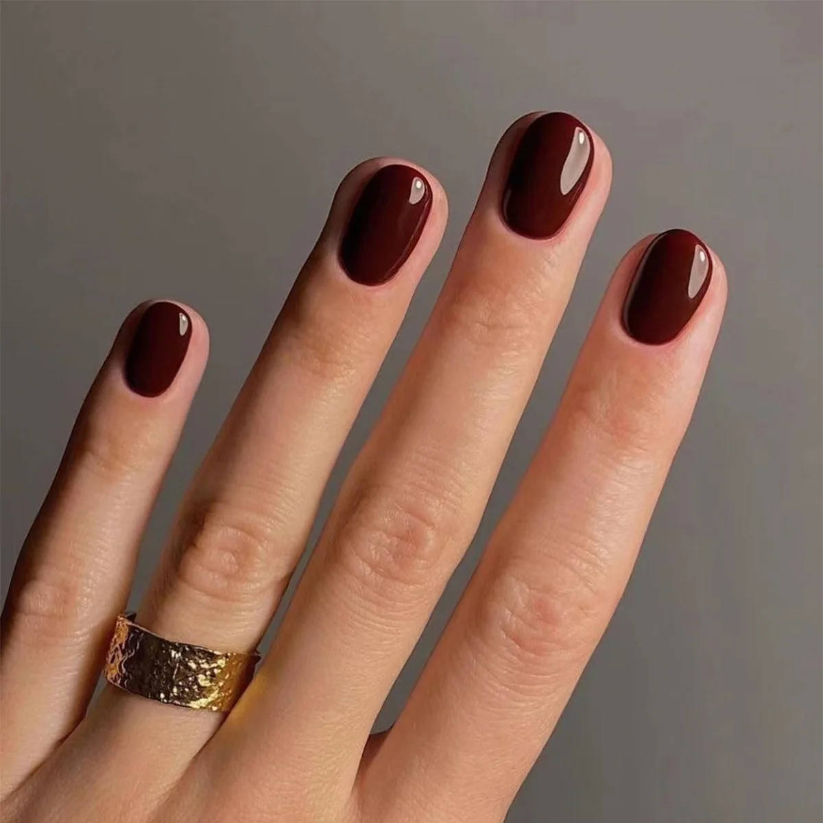 Nail Art Glossy - 24 Uds. De uñas postizas redondas