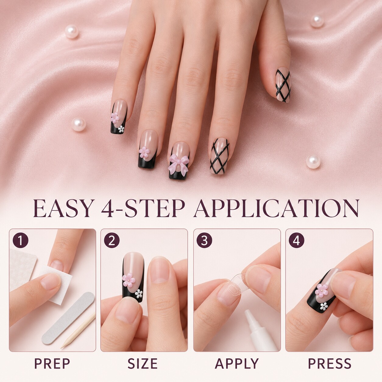 Uñas postizas 3D con diseño de - Nail Art Glossy reseña y precio