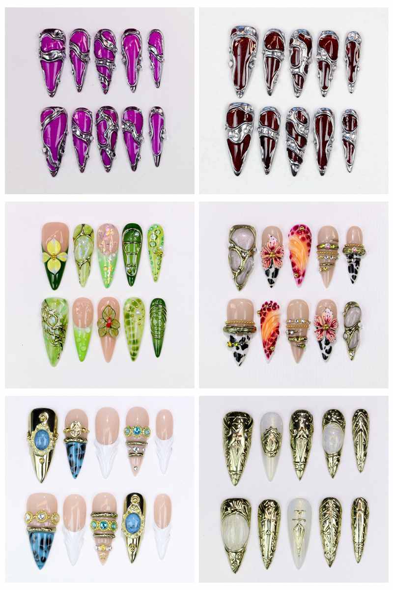 10 Uñas Postizas Stiletto Larg - Nail Art Glossy reseña y precio