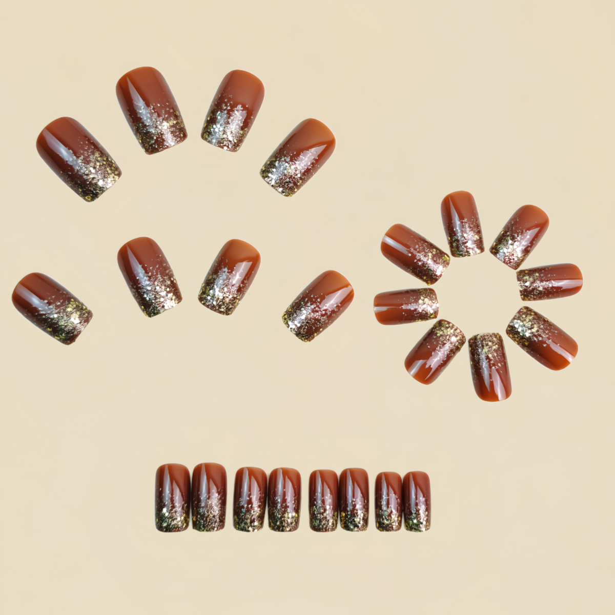 Uñas postizas medianas cortas, - Nail Art Press On reseña y precio